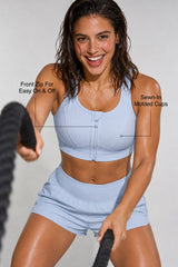 Enfold™ Front-Zip Breathable Racerback Sports Bra | High-Impact Support for Running, HIIT & Training