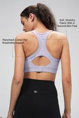 Shift™ Ribbed Sewn-in Pads Racerback Running Bra | Women's High Support Sports Bra