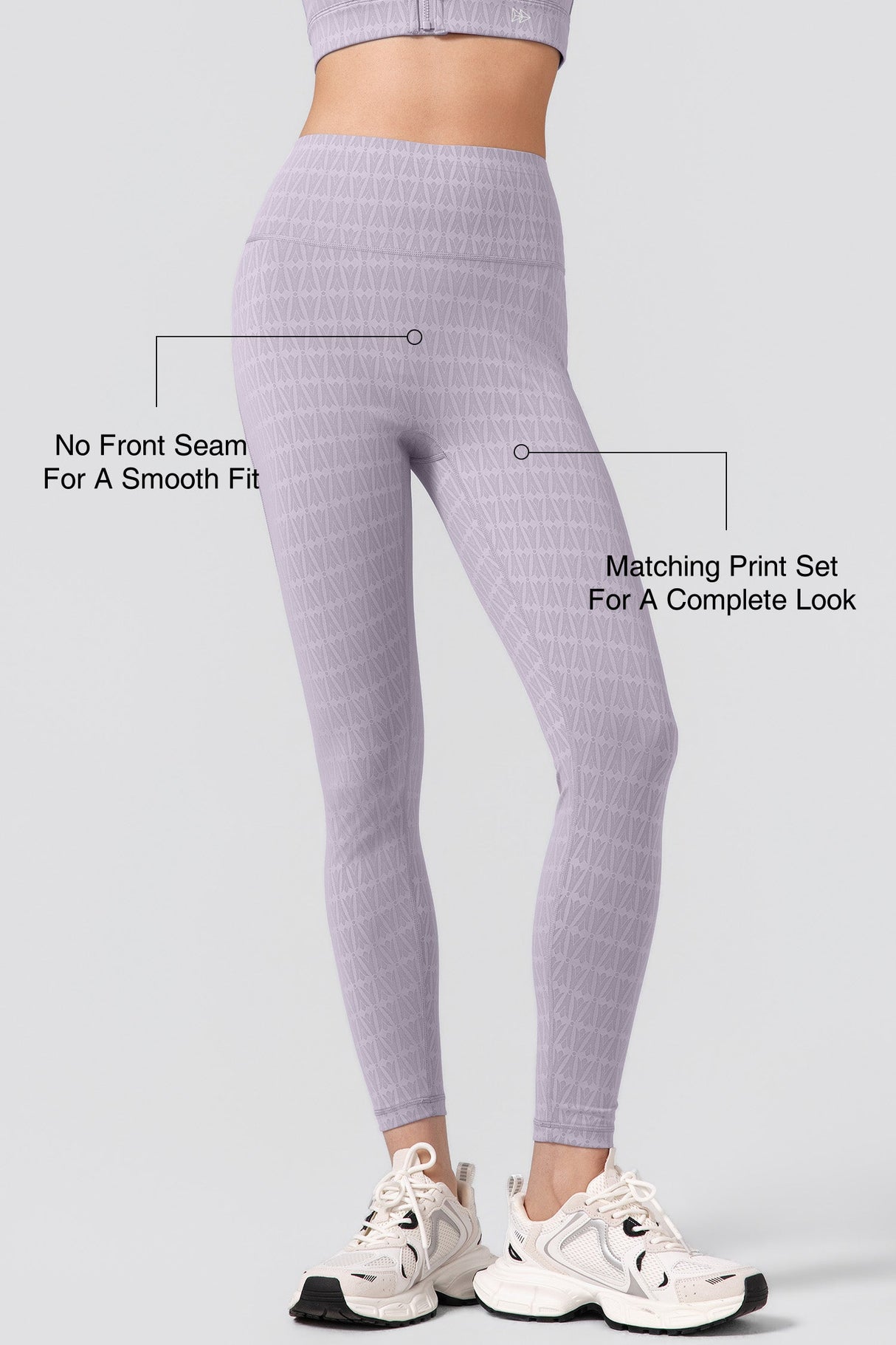 Power™ Jacquard Pattern No Front Seam High-Rise Running Leggings 25inches | Women's High Support Leggings