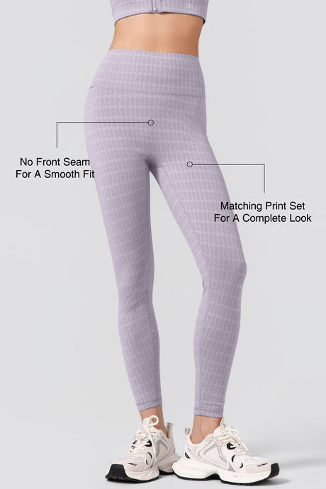 Power™ Jacquard Pattern No Front Seam High-Rise Running Leggings 25inches | Women's High Support Leggings