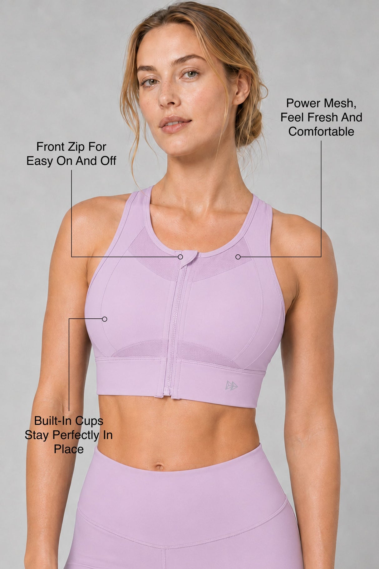 Sculpt™ Zip-Front Full-Back Mesh Racerback Sports Bra | High-Impact Support for Running, Gym & Training