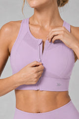 Sculpt™ Zip-Front Full-Back Mesh Racerback Sports Bra | High-Impact Support for Running, Gym & Training