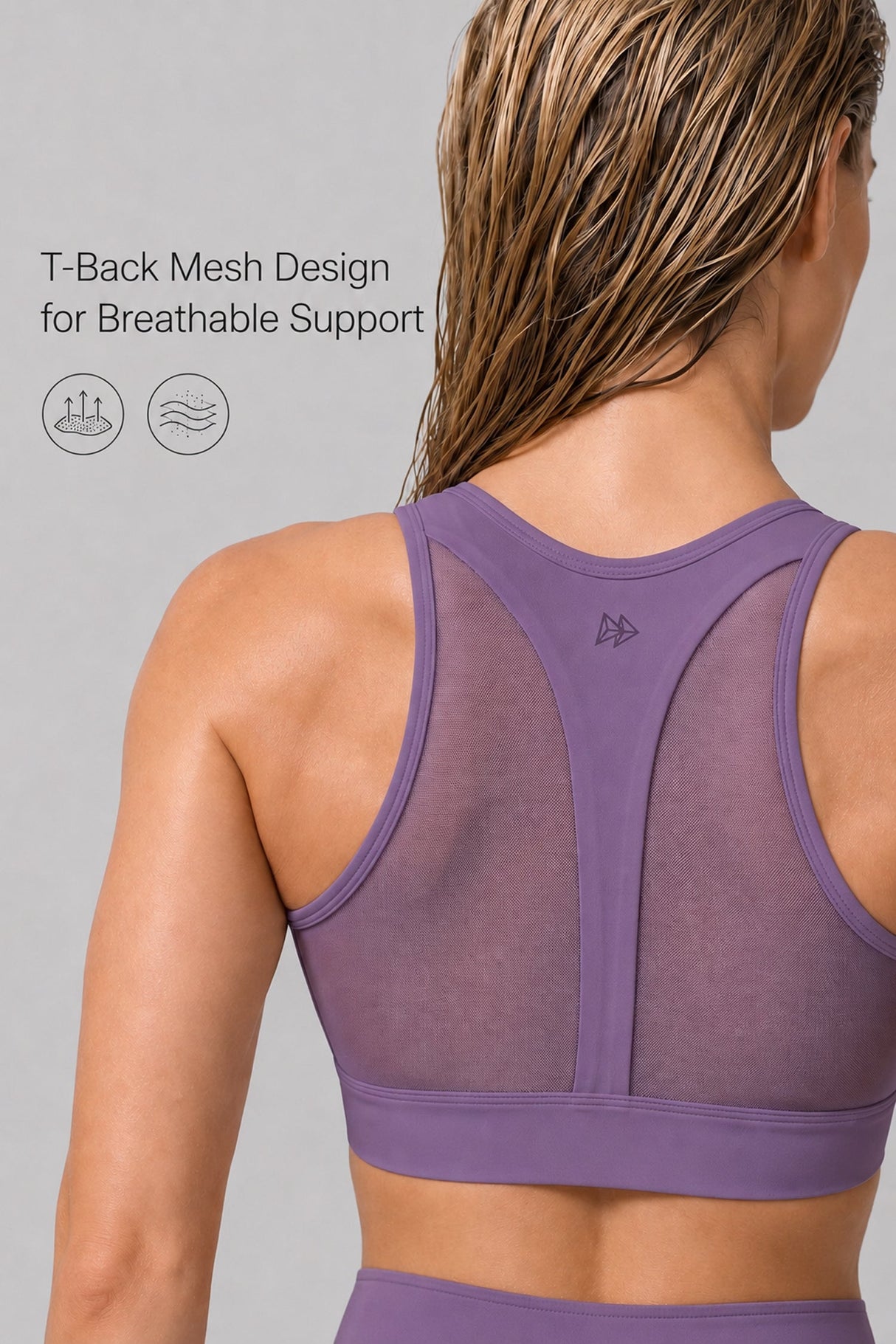 Power™ Zip-Front Mesh T-Back Sports Bra | High-Impact Support for Running & HIIT
