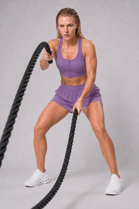 Power™ Zip-Front Mesh T-Back Sports Bra | High-Impact Support for Running & HIIT