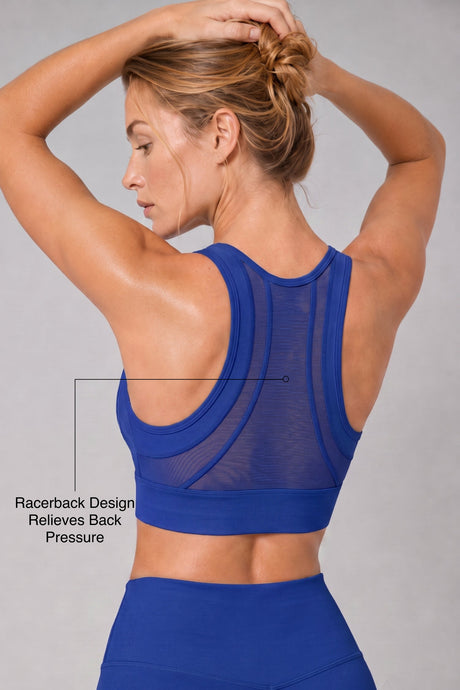 Sculpt™ Zip-Front Full-Back Mesh Racerback Sports Bra | High-Impact Support for Running, Gym & Training