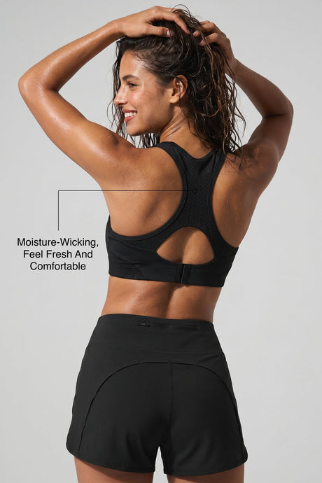 Sculpt™ Racerback Full-Coverage Breathable Sports Bra | High Support with Bounce Control & Mesh for Running, HIIT & Training