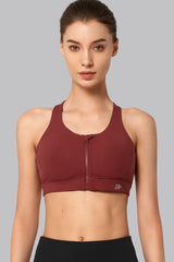 Power™ Zip Front Criss Cross High Support Running Bra | Women's High Support Sports Bra (Plus Size)