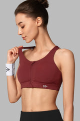 Power™ Zip Front Criss Cross High Support Running Bra | Women's High Support Sports Bra (Plus Size)