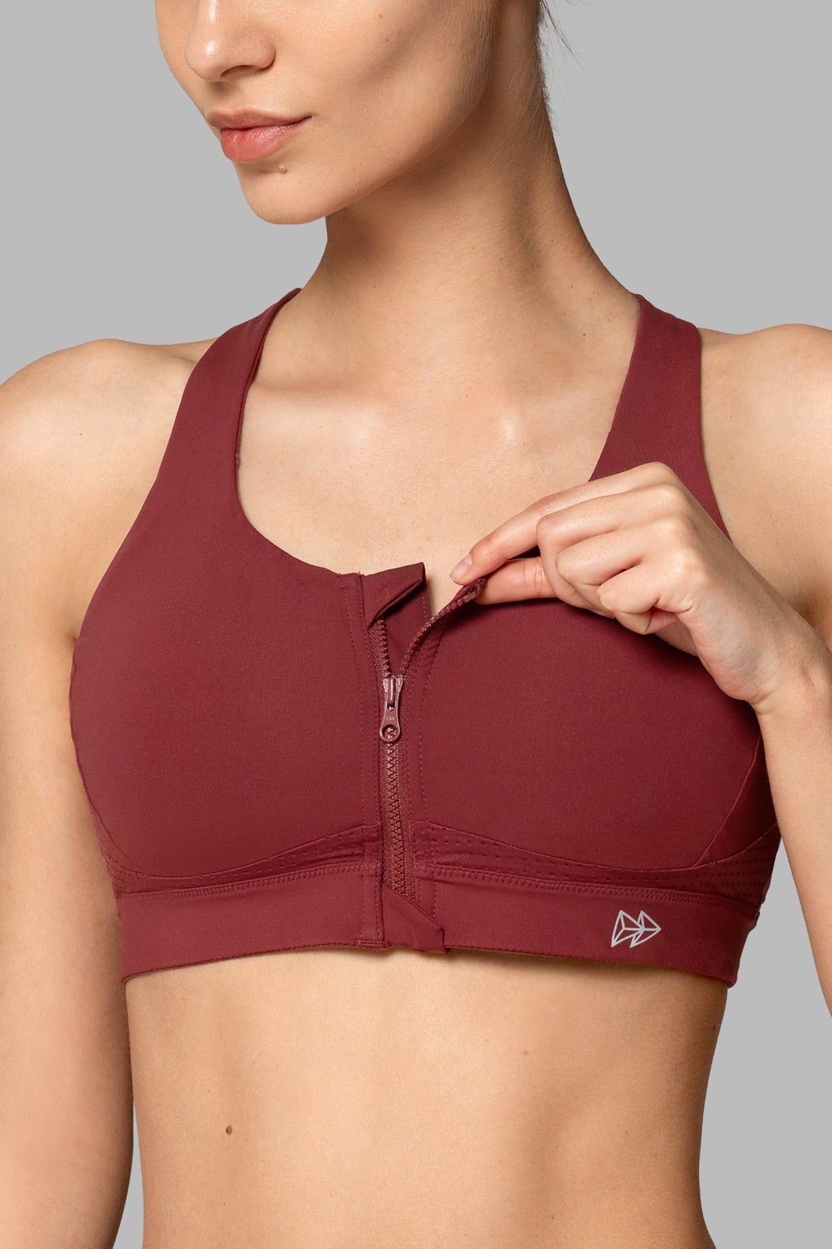 Power™ Zip Front Criss Cross High Support Running Bra | Women's High Support Sports Bra (Plus Size)