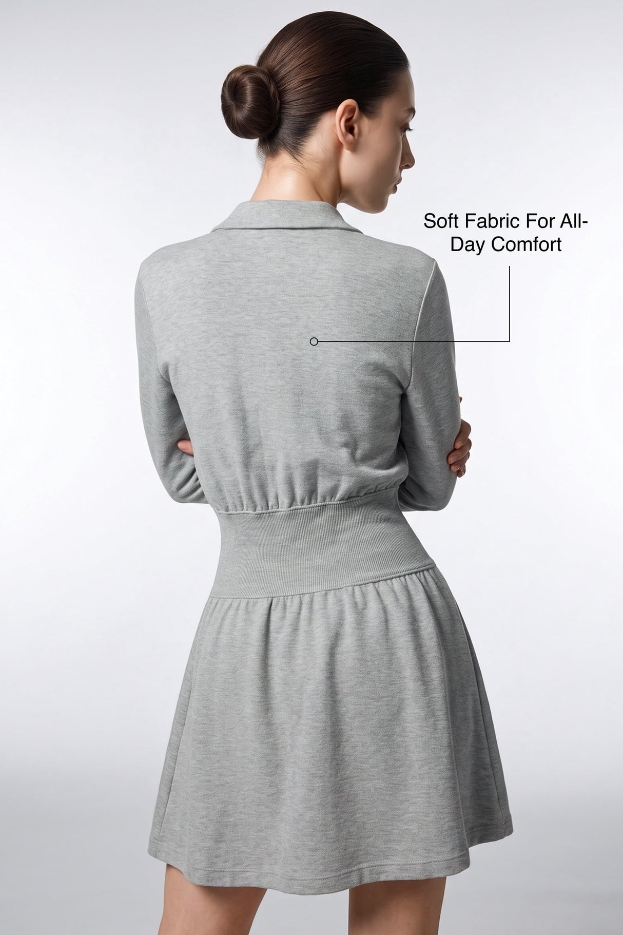 Anywhere™ Ribbed Waistband Front-Zip Dress | Women's Casual Dress