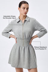 Anywhere™ Ribbed Waistband Front-Zip Dress | Women's Casual Dress