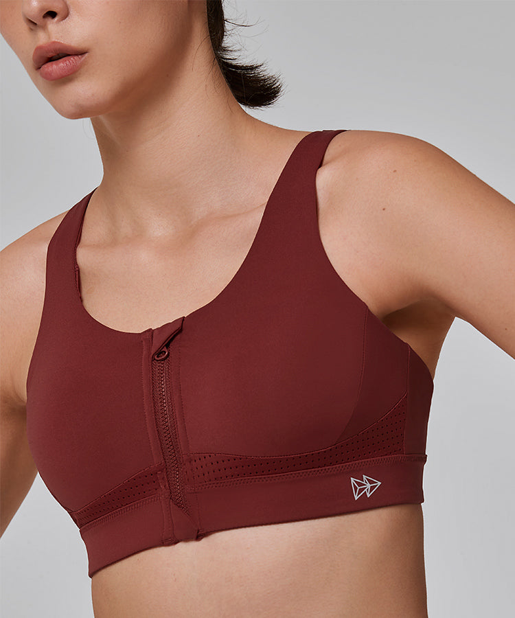 Power Zip Front Criss Cross Padded Running Bra