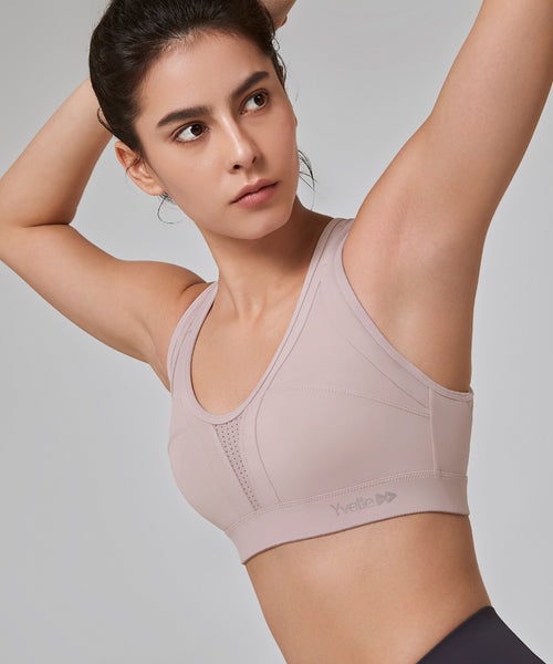 Womens pink cross back high impact sports bra – Yvette_UK