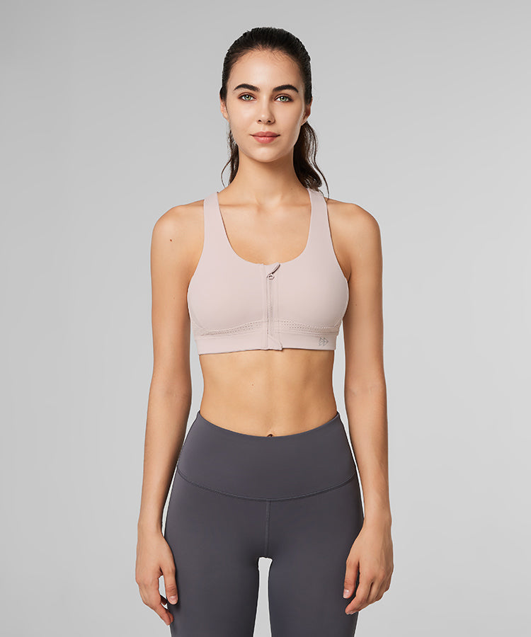 Power Zip Front Criss Cross Padded Running Bra