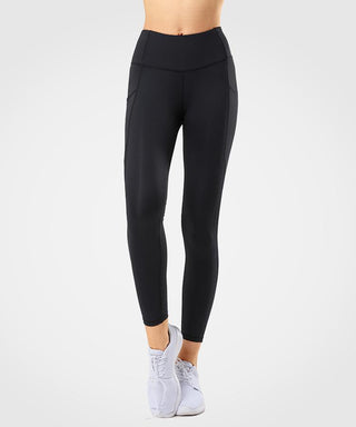 Womens black mesh high waisted sports leggings | Yvettesports