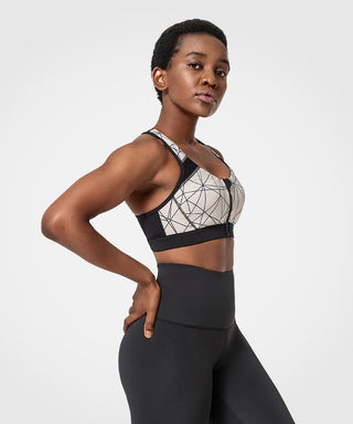 Womens print mesh racerback high impact sports bra | Yvettesports