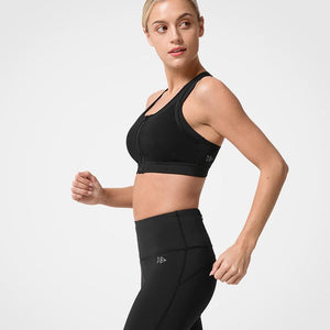 Womens zip front mesh wireless high impact sports bra | Yvettesports