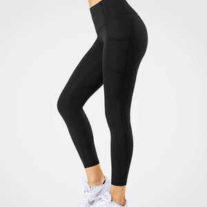 Womens black high waisted stretch sports running leggings | Yvettesports