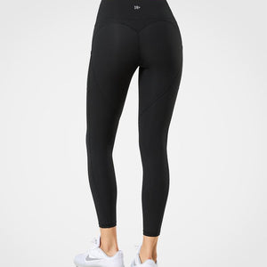 Womens black high waisted stretch sports running leggings | Yvettesports