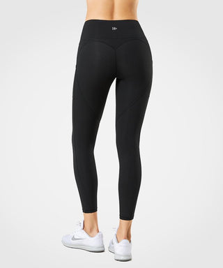 Womens black high waisted stretch sports running leggings | Yvettesports