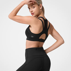 Womens zip front mesh wireless high impact sports bra | Yvettesports