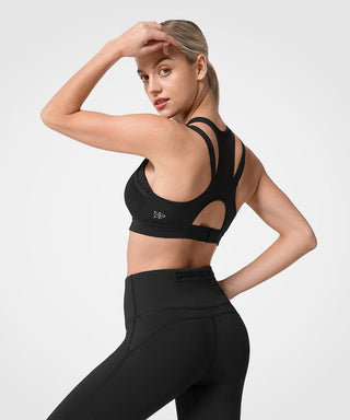 Womens zip front mesh wireless high impact sports bra | Yvettesports