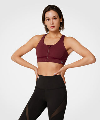 Power Zip Front Criss Cross Padded Running Bra