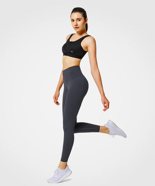 Womens black high waisted squat proof sports leggings | Yvettesports
