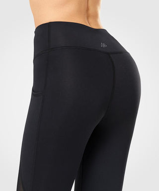 Womens black mesh high waisted sports leggings | Yvettesports